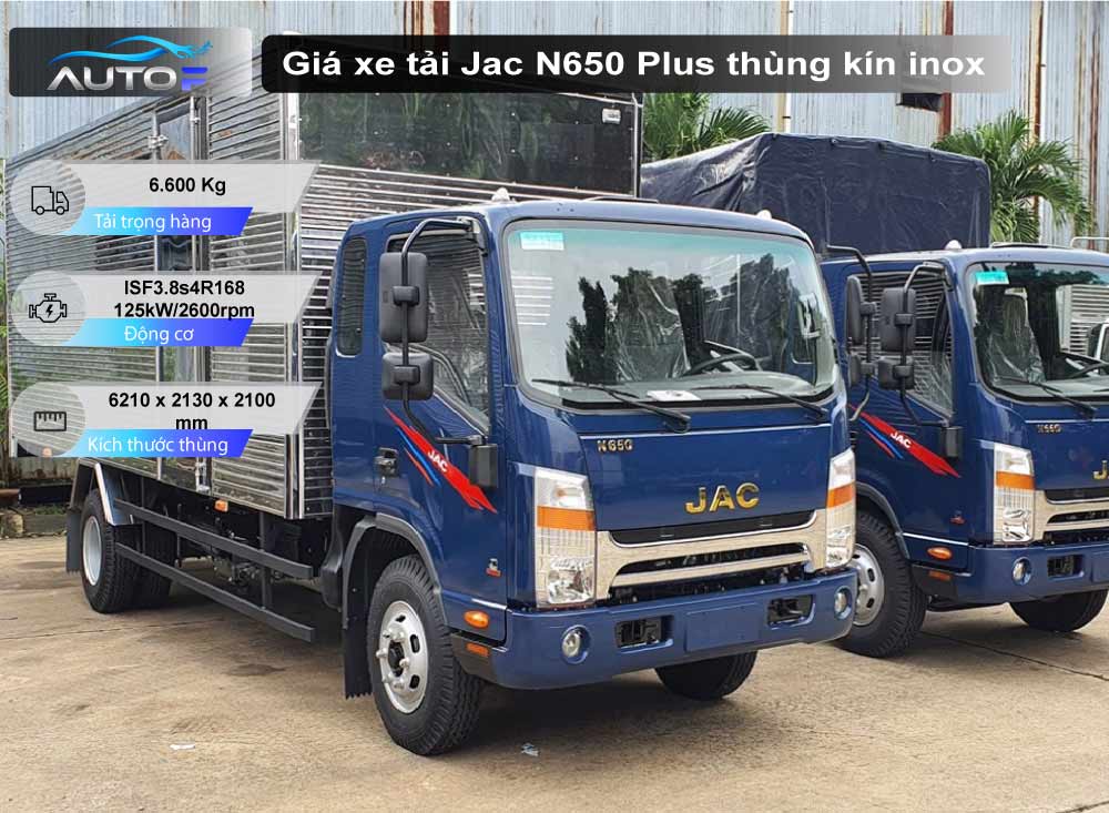 Giá xe tải JAC N650 Plus thùng kín inox (6.5 Tấn)